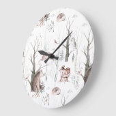 水彩森林動物 ラージ壁時計 (傾斜)