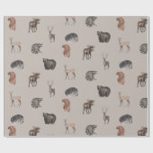 水彩森林動物 – 鹿、熊、リス ラッピングペーパー (フラット)