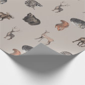 水彩森林動物 – 鹿、熊、リス ラッピングペーパー (角)