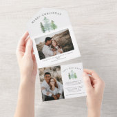 水彩森林圣诞照片保存日期 オールインワン招待状 (貼ってはがせる)