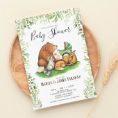 水彩森林地帯カップルの赤ちゃんシャワー 招待状