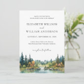 水彩森林常緑樹結婚の写真 招待状 (スタンド正面)