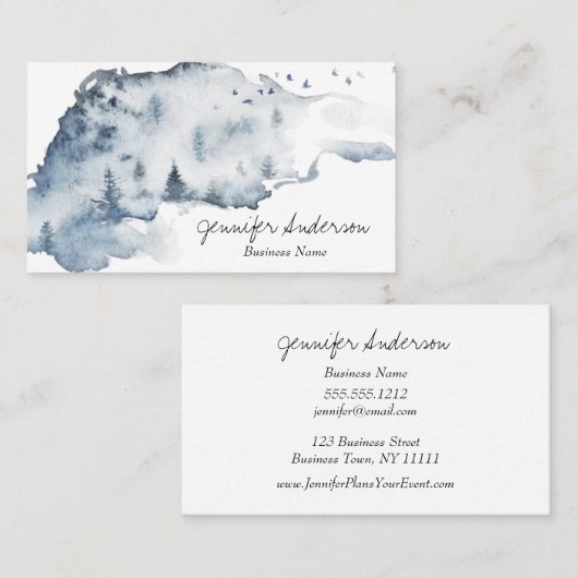 水彩森林松林 名刺 (正面/裏面)