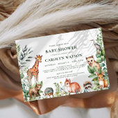 水彩森林森林森林動物ベビースシャワー 招待状