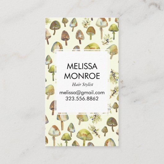 水彩森林植物真菌キノコ自然 名刺 (裏面)