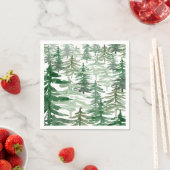 水彩森林樹林图案生日派对 スタンダードカクテルナプキン (インサイチュ)