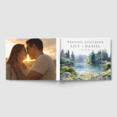 水彩森林湖畔花卉婚礼照片 ゲストブック (全面)