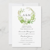 水彩森林緑のウェディング招待状 招待状 (正面)