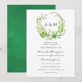 水彩森林緑のウェディング招待状 招待状
