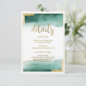 水彩森林緑のゴールドグリッターの詳細 招待状 (スタンド正面)