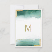 水彩森林緑のゴールドグリッターの詳細 招待状 (裏面)