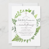 水彩森林緑の聖餐式 招待状 (正面)