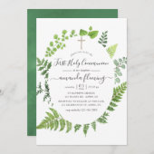 水彩森林緑の聖餐式 招待状 (正面/裏面)