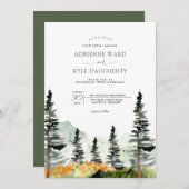 水彩森林造園結婚の山 招待状 (正面/裏面)
