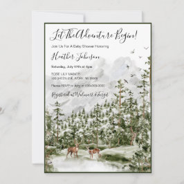 水彩森林鹿ベビーシャワー 招待状