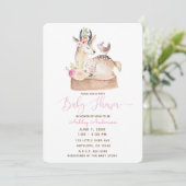 水彩森林鹿&バードベビーシャワー 招待状 (スタンド正面)