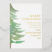 水彩森林 エレガント モダン ラスティック ホリ フォイル 箔シーズンカード (正面)