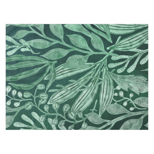 水彩植エレガント物緑葉の絵画 テーブルクロス (正面(横))