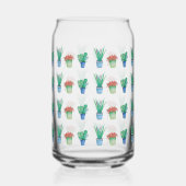 水彩植物と多肉植物デザイン ガラス缶 (正面)