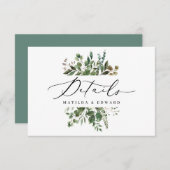 水彩植物の結婚詳細情報 出欠カード (正面/裏面)