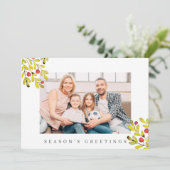 水彩植物の緑の葉のクリスマス シーズンカード (スタンド正面)