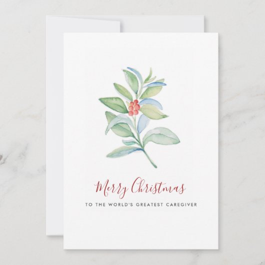 水彩植物の葉と実のケアギバー シーズンカード (正面)