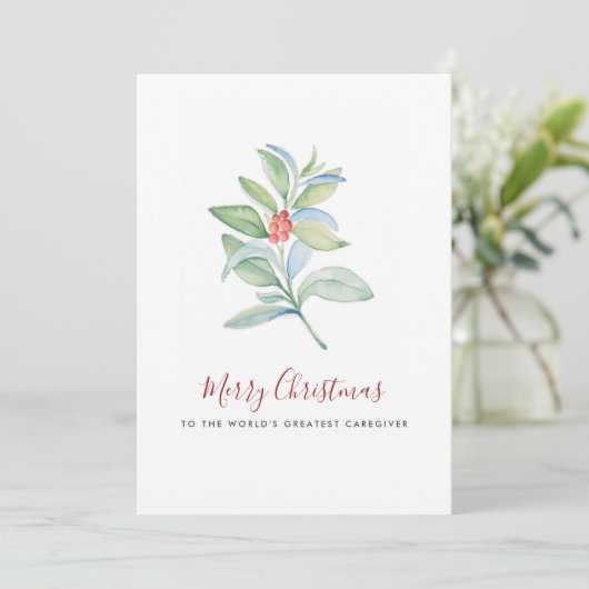 水彩植物の葉と実のケアギバー シーズンカード (スタンド正面)