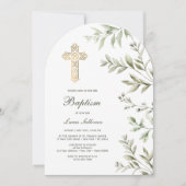 水彩植物アーチ洗礼 招待状 (正面)