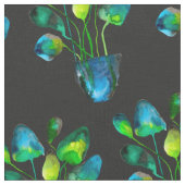 水彩植物アート緑と青抽象芸術 ファブリック (クローズアップ)