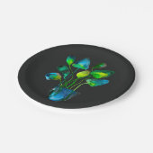 水彩植物アート緑と青抽象芸術 ペーパープレート (アングル)