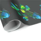 水彩植物アート緑と青抽象芸術 ラッピングペーパー (ロールコーナー)