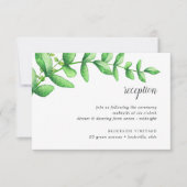 水彩植物ウェディングレセプションカード 招待状 (正面)