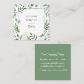 水彩植物エレガント学葉枠 スクエア名刺 (正面/裏面)