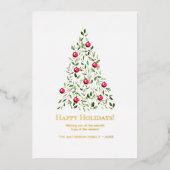水彩植物クリスマスツリー ファミリー ゴールド 箔シーズンカード (正面)