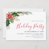 水彩植物クリスマスホリデーパーティー 招待状 (正面)