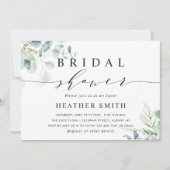 水彩植物グリーンの花嫁シャワー 招待状 (正面)