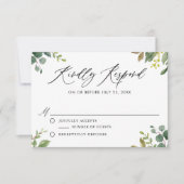 水彩植物グリーンウェディング返信カード 出欠カード (正面)