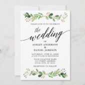 水彩植物グリーンウェディング 招待状 (正面)