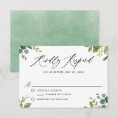 水彩植物グリーンウェディング RSVP カード (正面/裏面)