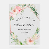 水彩植物スプリングジオメトリックウェディング アクリルサイン (正面)