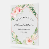 水彩植物スプリングジオメトリックウェディング アクリルサイン (傾斜)