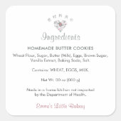 水彩植物ハート成分ラベル商品 スクエアシール (正面)