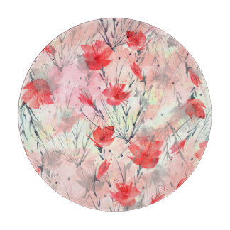 水彩植物ハーブ花パターン カッティングボード