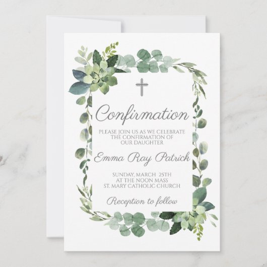 水彩植物フレーム確認 招待状 (正面)