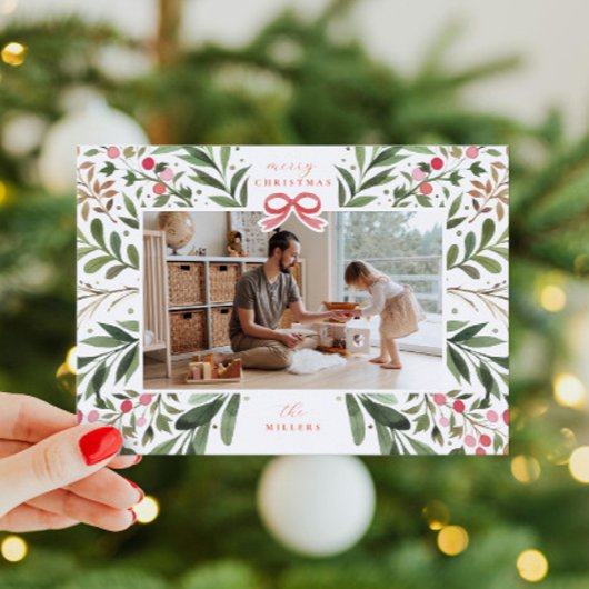 水彩植物フレーム フラット ホリデー カード