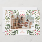 水彩植物フレーム フラット ホリデー カード (正面)