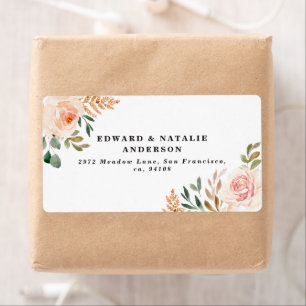 水彩植物フローラと葉 ラベル