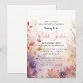 水彩植物ベイビーシャワーオイルペイント 招待状 (正面/裏面)