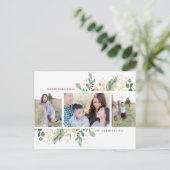 水彩植物マルチ写真フレームホリデーカード シーズンポストカード (スタンド正面)