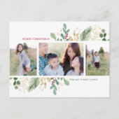 水彩植物マルチ写真フレームホリデーカード シーズンポストカード (正面)